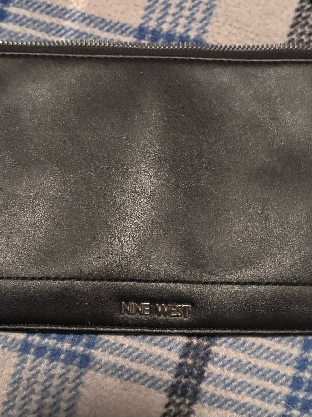 Nine West Black Faux Leather Clutch with Subtle Logo
